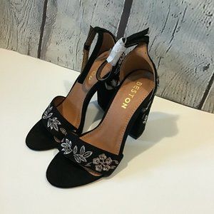 Beston Women's Mean-1 FloralEmbroidery High Heels